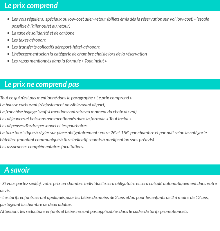 Conditions tarifaires