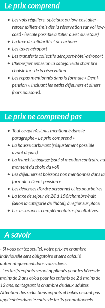 Conditions tarifaires