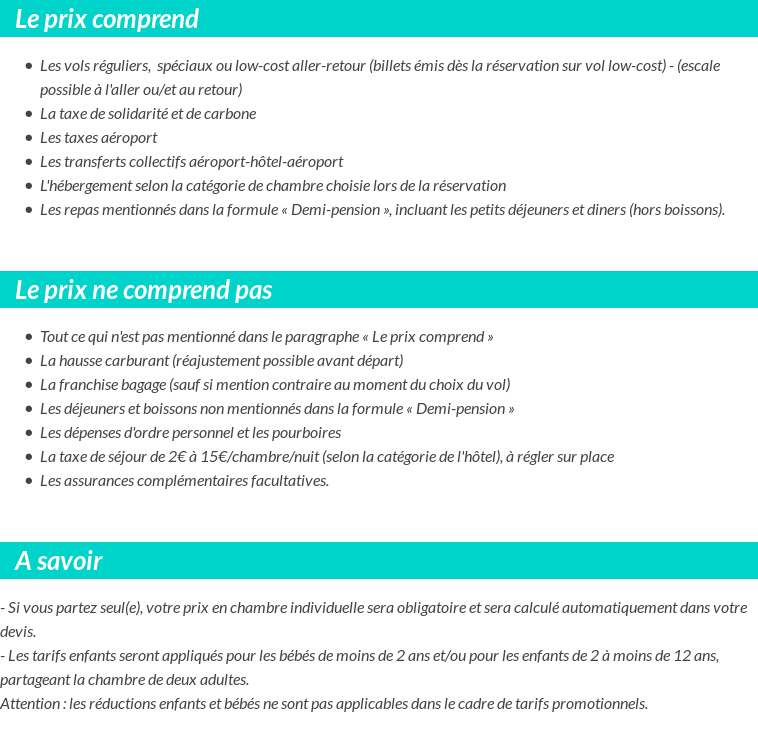 Conditions tarifaires