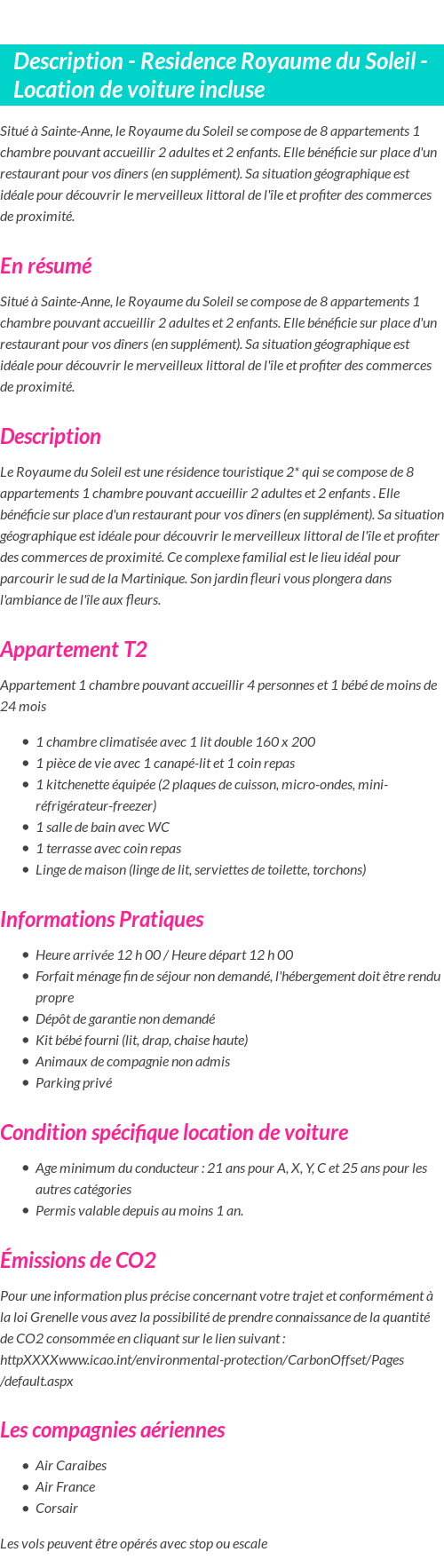 Détails du séjour