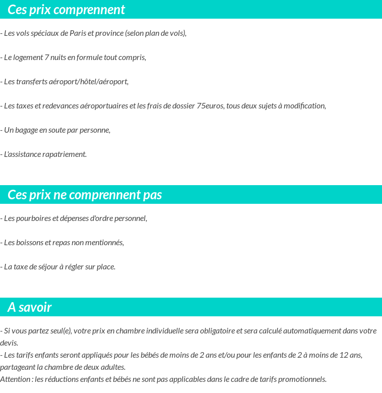 Conditions tarifaires