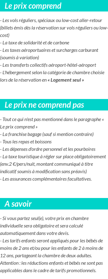 Conditions tarifaires