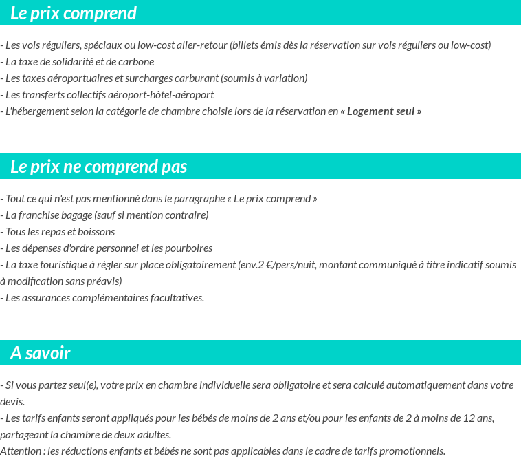 Conditions tarifaires