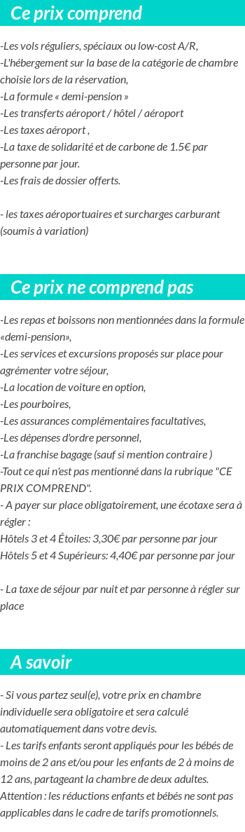 Conditions tarifaires