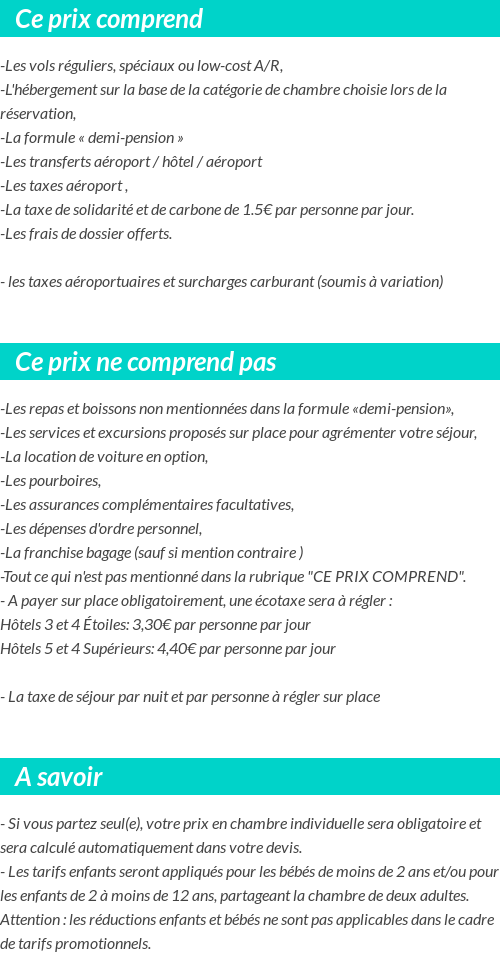 Conditions tarifaires