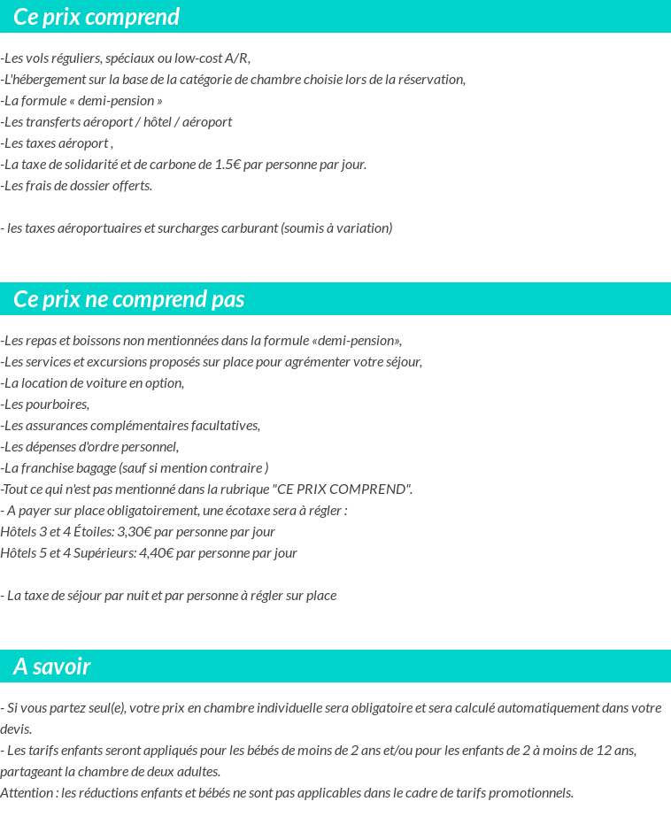 Conditions tarifaires