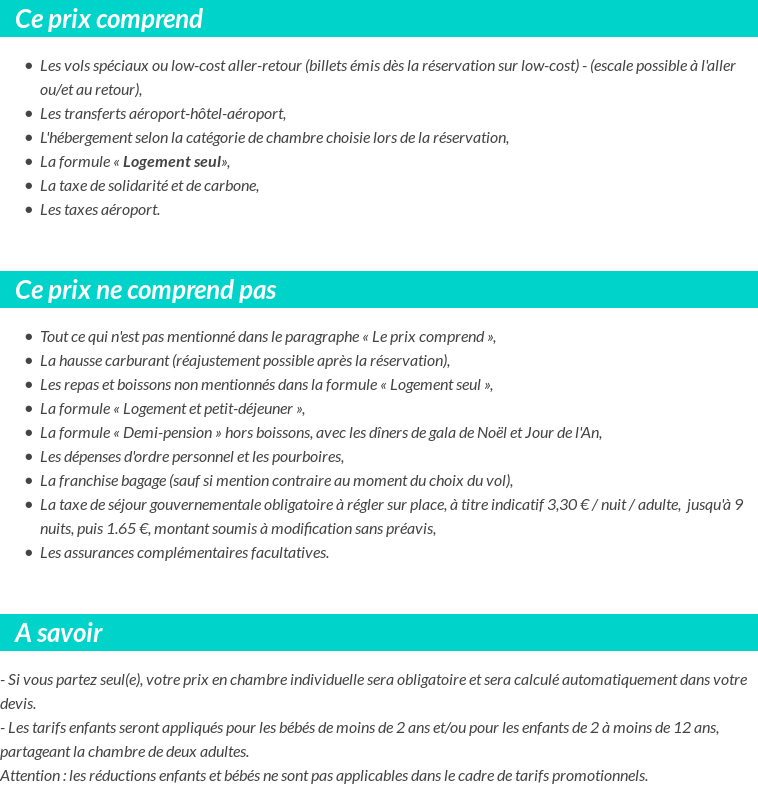 Conditions tarifaires