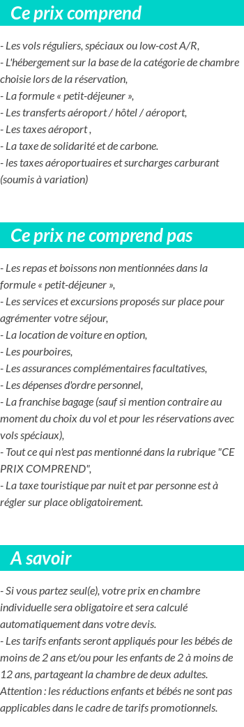 Conditions tarifaires