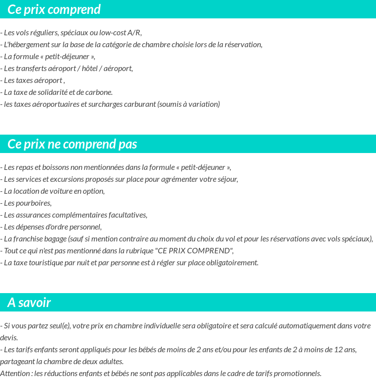 Conditions tarifaires