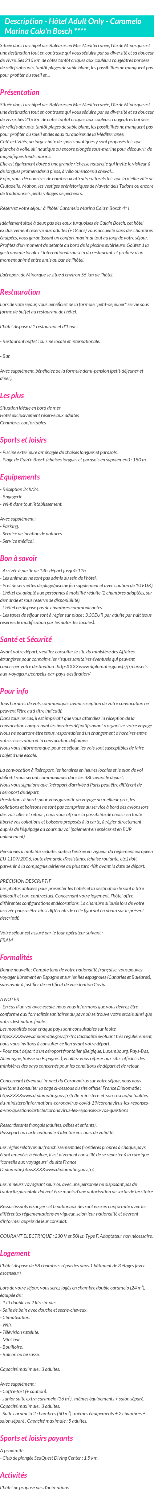 Détails du séjour