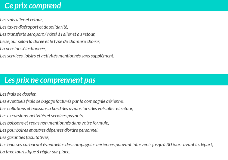 Conditions tarifaires