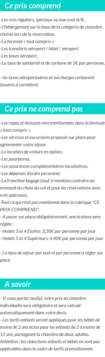 Conditions tarifaires