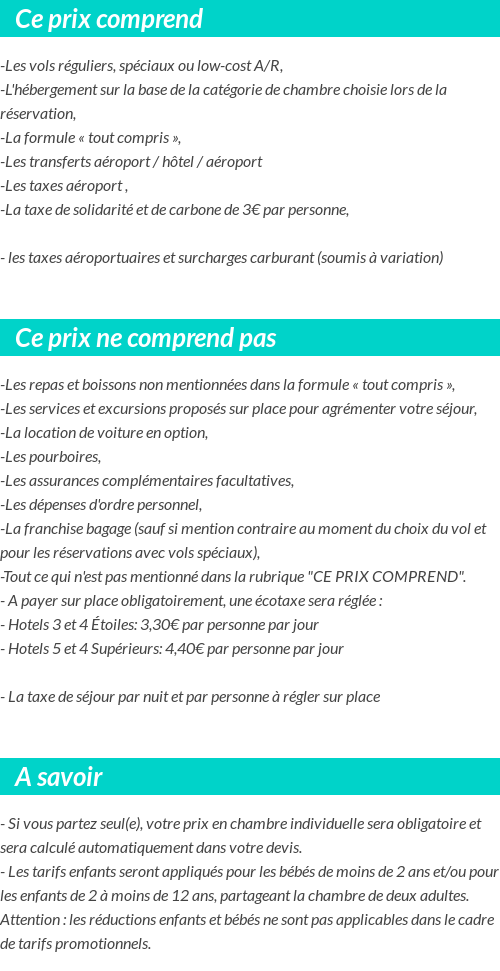 Conditions tarifaires