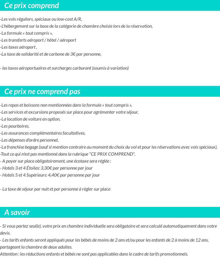 Conditions tarifaires