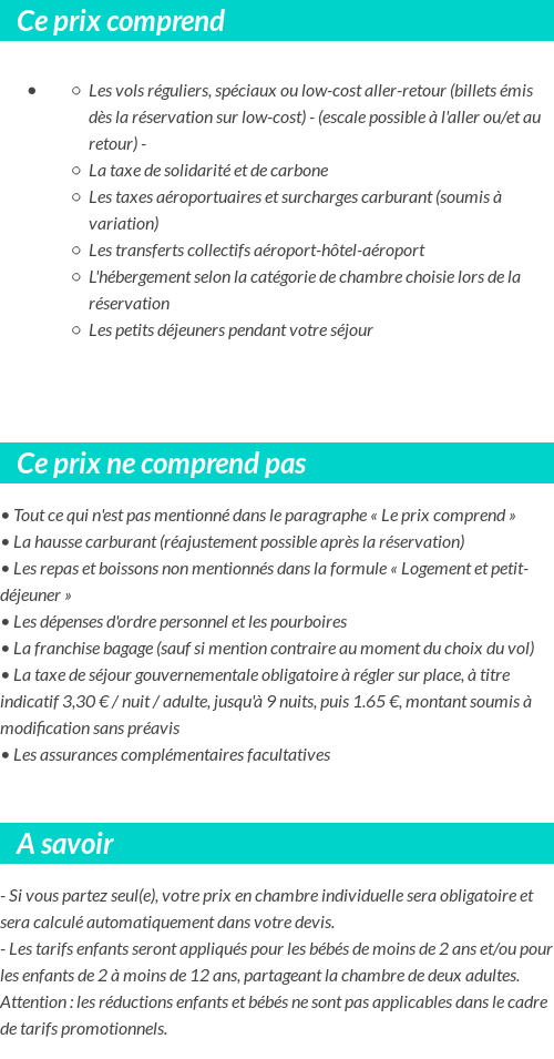 Conditions tarifaires