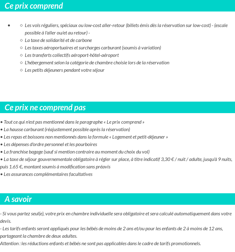 Conditions tarifaires