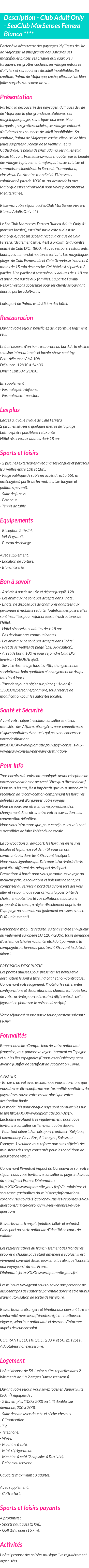 Détails du séjour