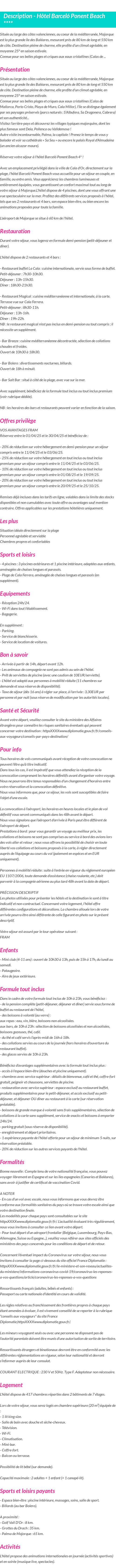Détails du séjour
