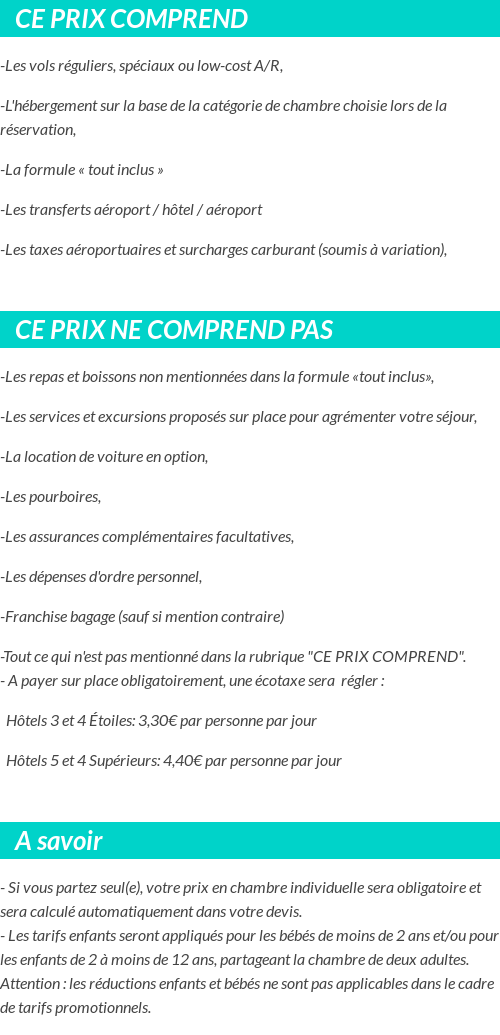 Conditions tarifaires