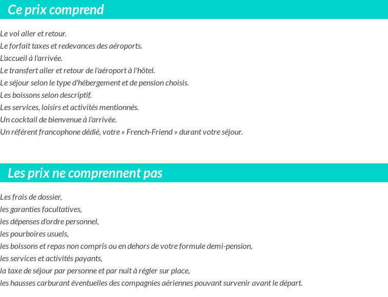 Conditions tarifaires