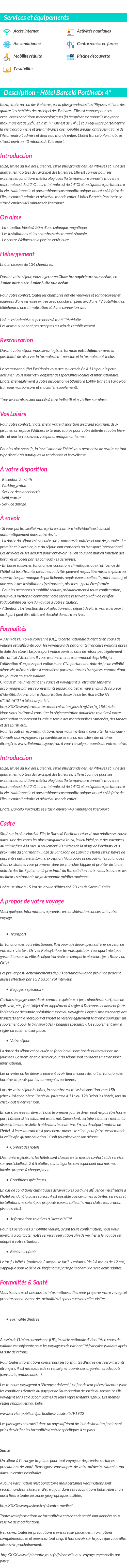 Détails du séjour
