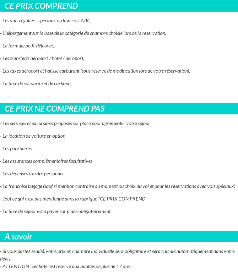 Conditions tarifaires