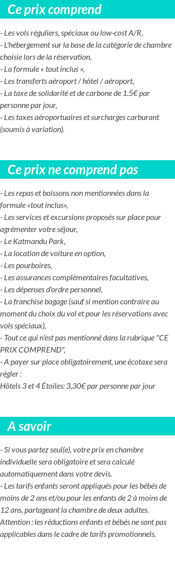 Conditions tarifaires