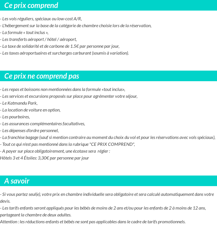 Conditions tarifaires