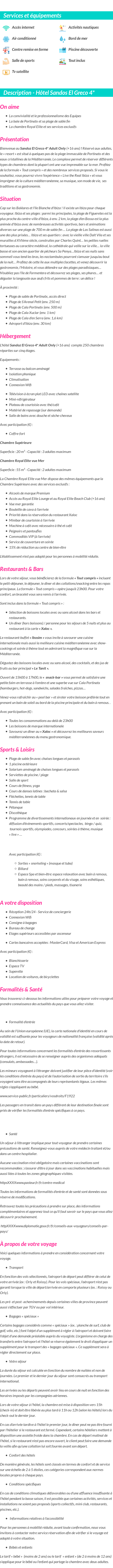 Détails du séjour