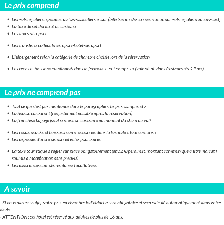 Conditions tarifaires