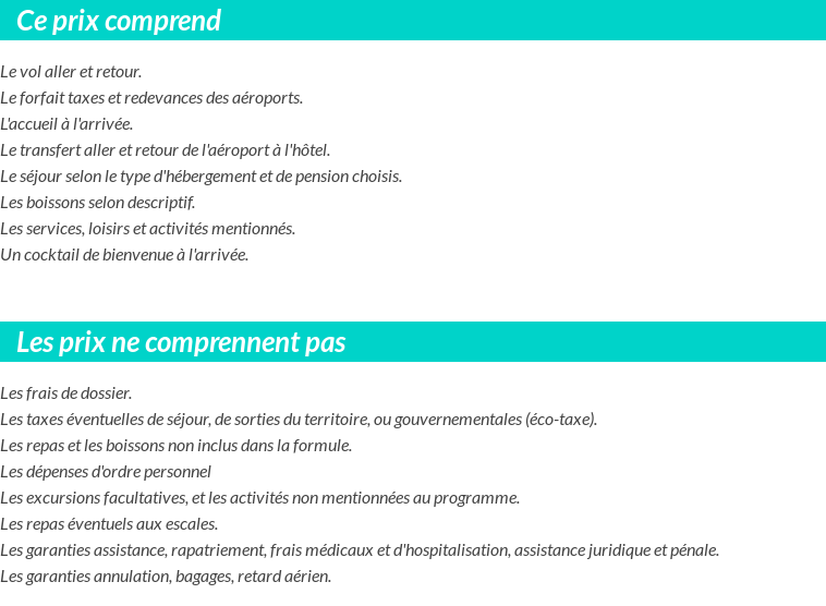 Conditions tarifaires
