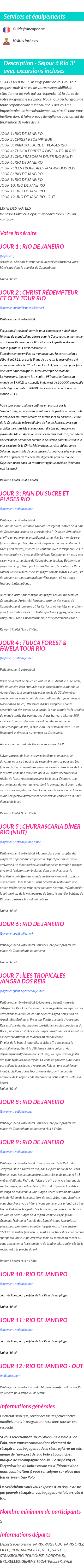 Détails du séjour