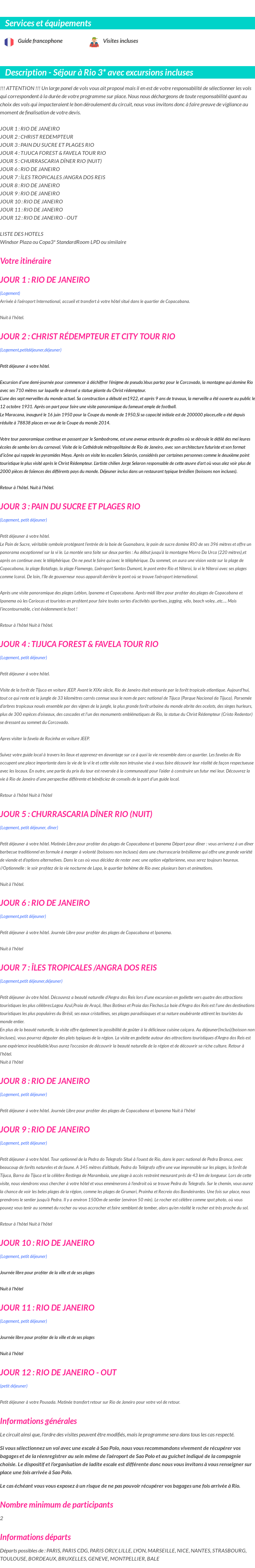 Détails du séjour