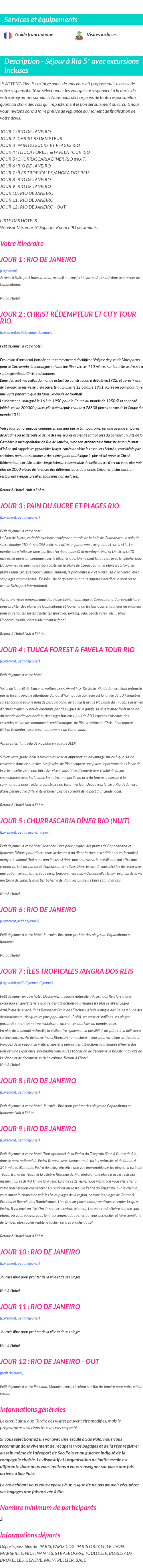 Détails du séjour