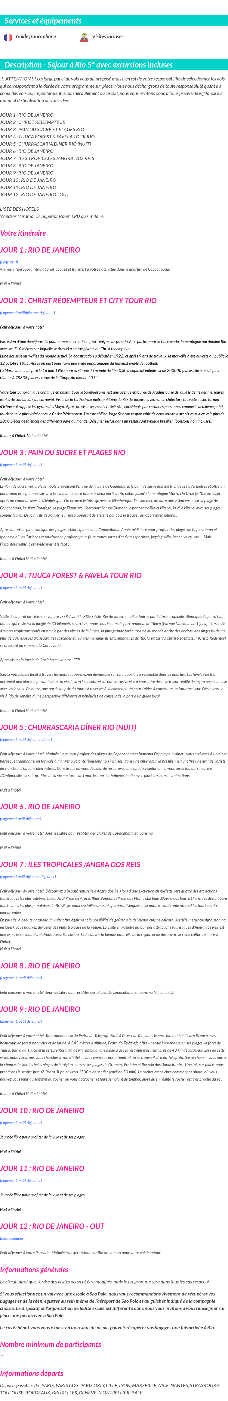 Détails du séjour