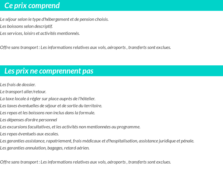 Conditions tarifaires