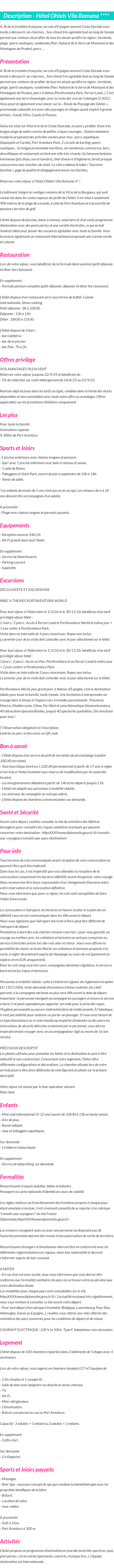 Détails du séjour