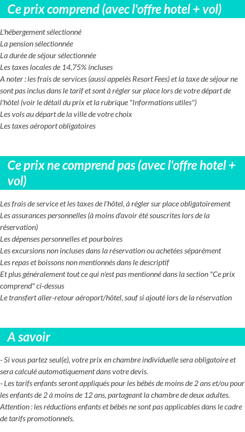 Conditions tarifaires