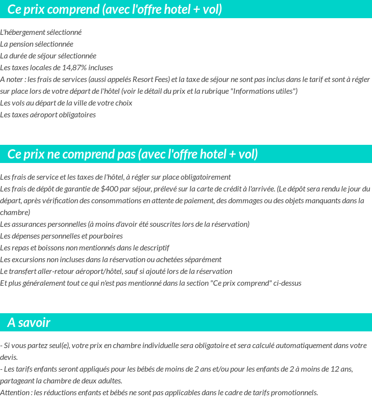 Conditions tarifaires