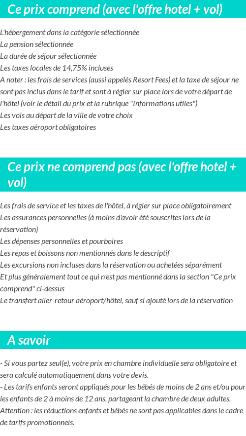 Conditions tarifaires