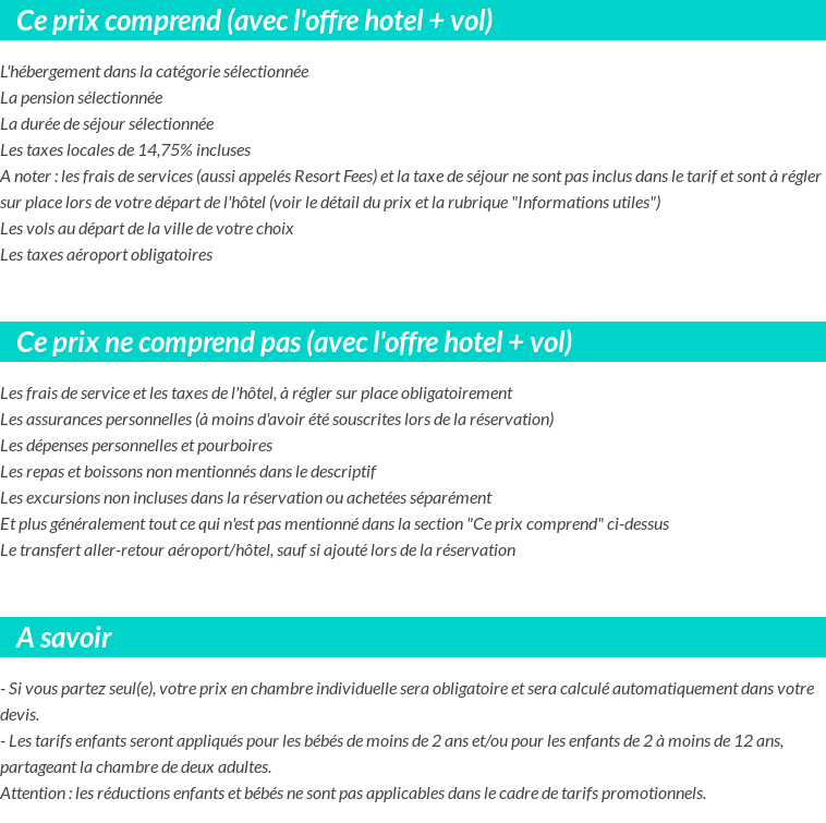 Conditions tarifaires