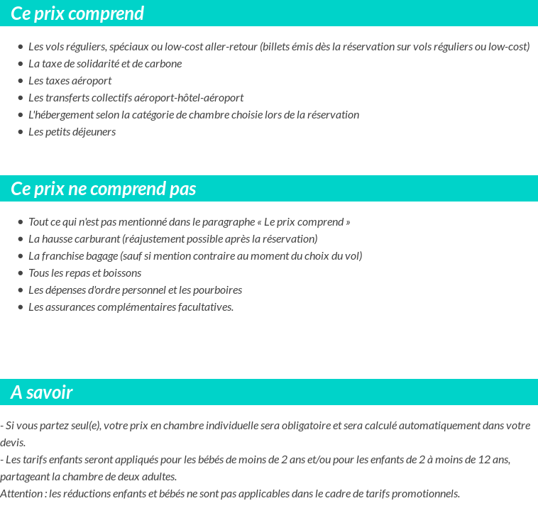 Conditions tarifaires