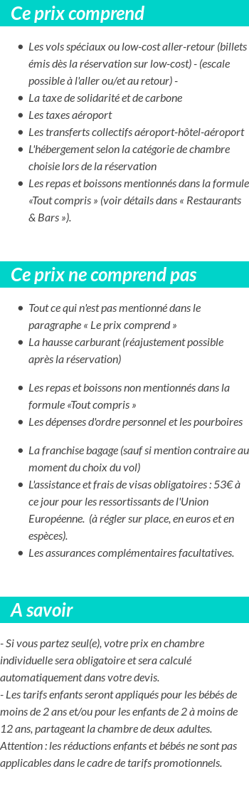 Conditions tarifaires