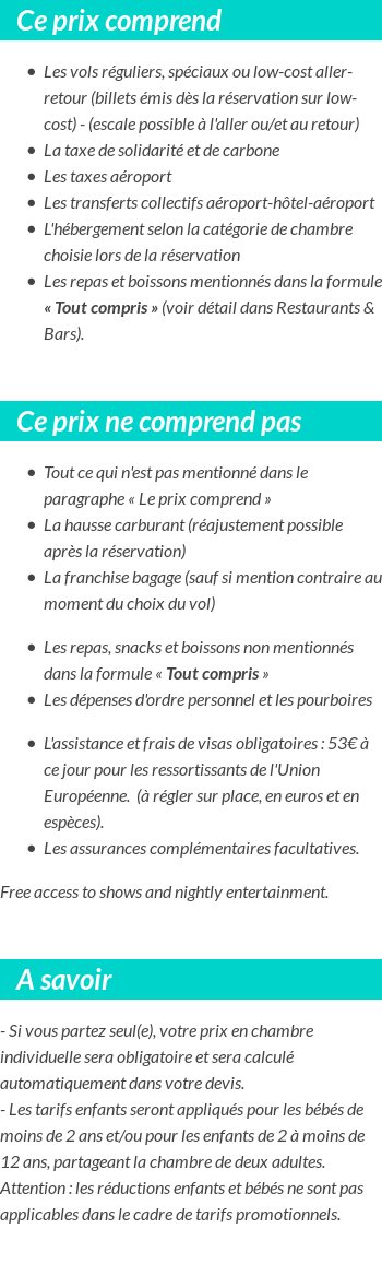 Conditions tarifaires