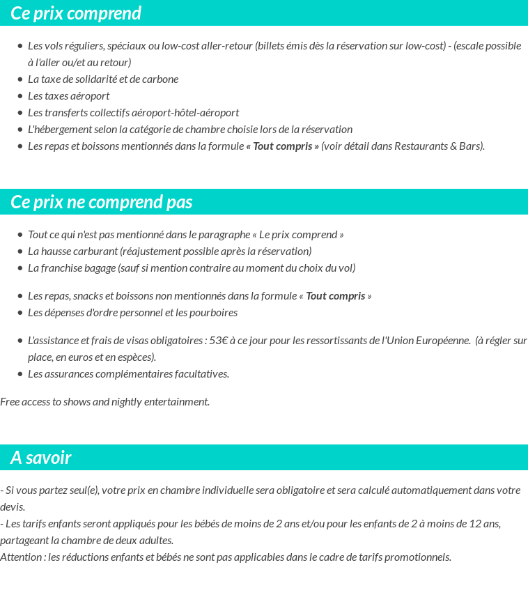 Conditions tarifaires