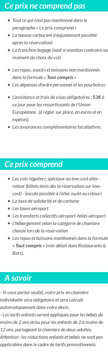 Conditions tarifaires