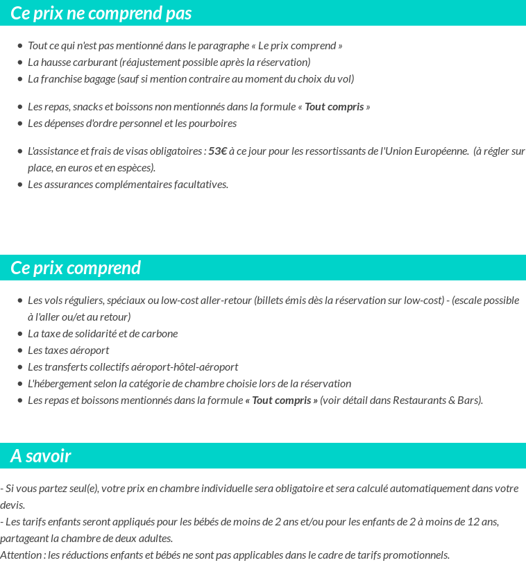 Conditions tarifaires