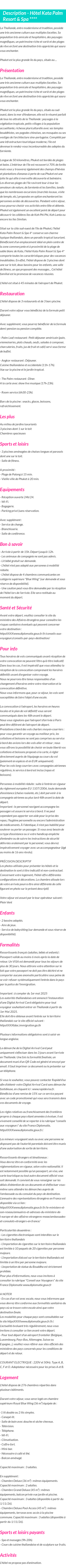 Détails du séjour