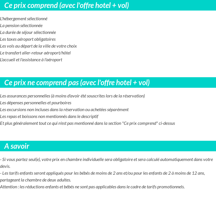 Conditions tarifaires