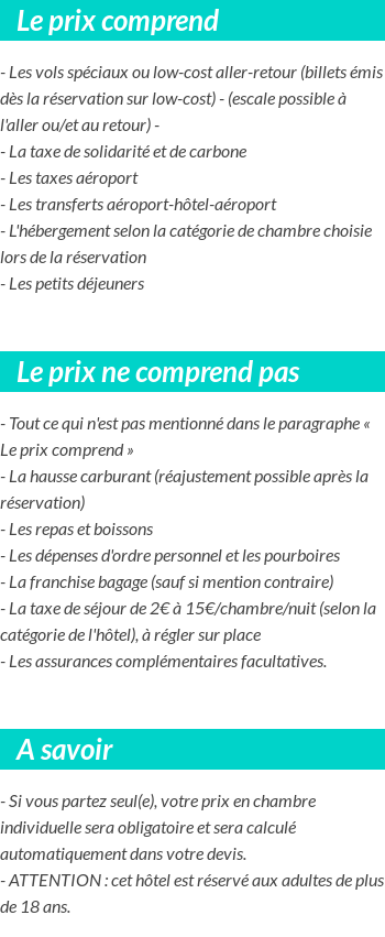 Conditions tarifaires